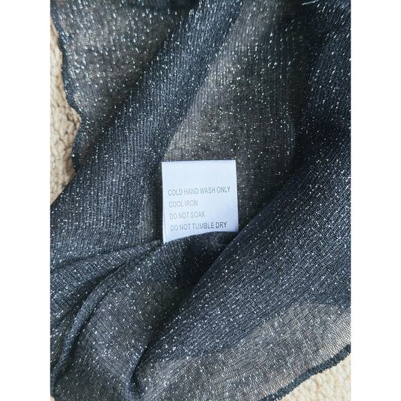 SEEK The Label Sheer Sparkly Crop Top Small Shimmer Black Festival Whimsigoth - Picture 5 of 6